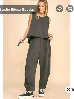 DAVI & DANI Charcoal Relaxed Joggers
